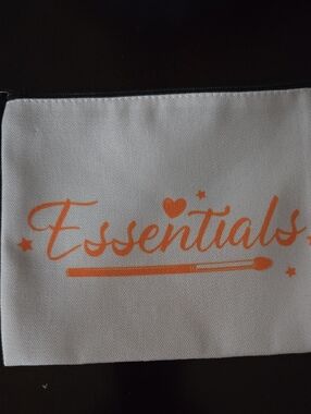 Essentials White and Orange Cosmetic Pouch